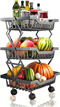 Rolling Kitchen Cart Utility Storage Stand with Wheels for Bathroom Laundry Room, Toilet, Snack & Fruit Basket for Small Spaces Organizers, Shelf 3 Tiers