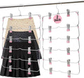 Skirt Pants Hangers with Clips，6Tier Skirt Hangers Space Saving,Metal,Non Slip Closet Organizer and Storage Multi Clothes Shorts Hanger Organization(2, Pink)