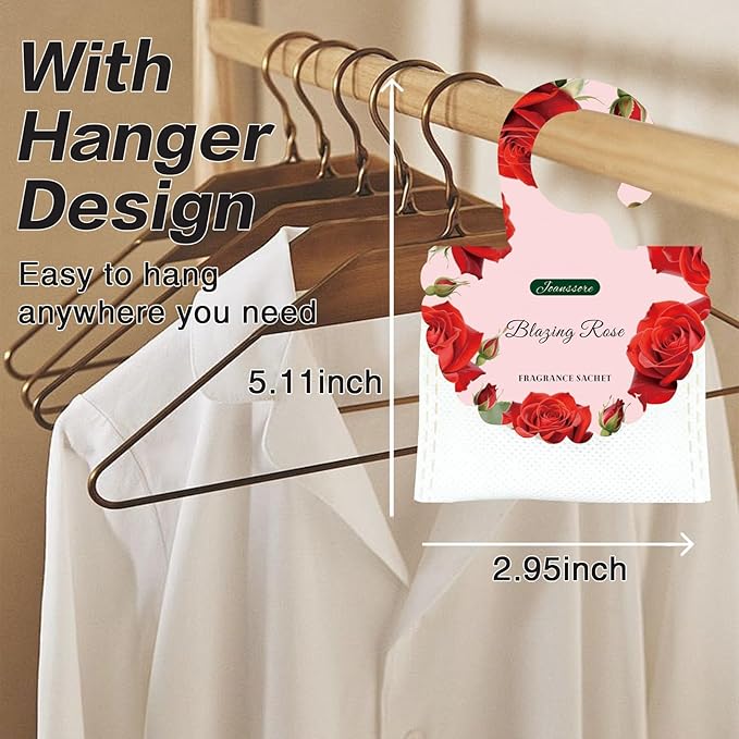 15 Packs Scented Sachets Bag for Drawers and Closets, Air Freshener for Home Fragrance Sachet, Long-Lasting Hanging Closet Deodorizer Smell Goods for House (Blazing Rose)