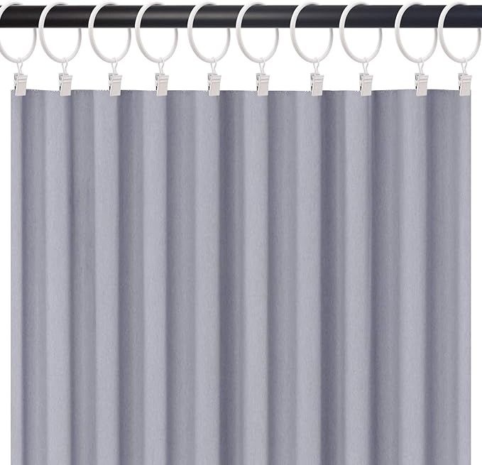 40 Pack White Curtain Rings with Clips, Curtain Hooks Hangers Clip Rings for Hanging Drapes Bows Hat, Drapery Rings 1.77 in I D, Fits up to 1.5 in Diameter Curtain Rod.