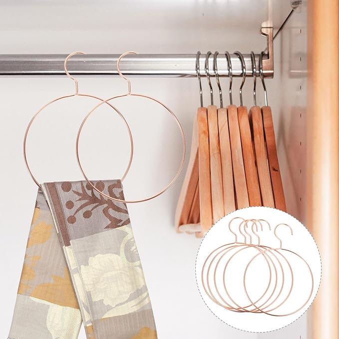 5 Ppack All Belt/Scarf Ring Hangers, STOBAZA Metal Belt Hanger Scarf Hangers for Closet Organization, Space-Saving Closet Storage Rings for Belts Ties Scarves and Accessory Storage