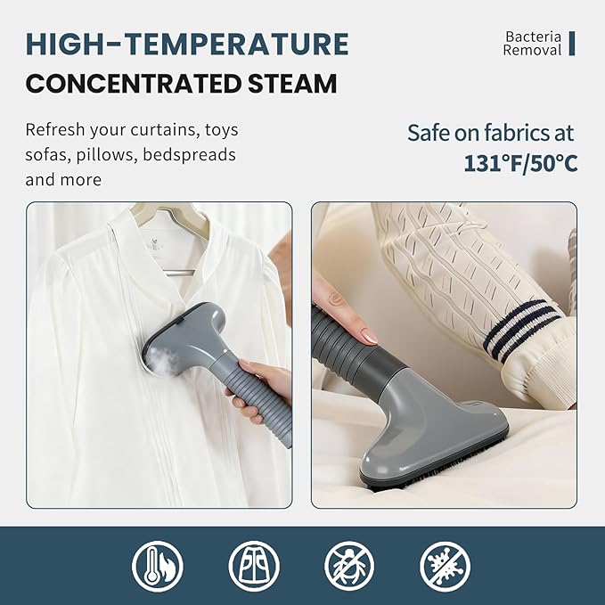 DUMOS Garment Steamer for Clothes Standing, 1500W Efficient Clothes Steamer Standing, 1.7L Water Tank for 55 Min Continuous Steaming with Wheels, Professional Fast Heating Wrinkle Remover