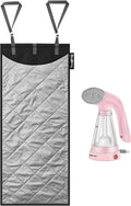 True & Tidy Complete Garment Care Compact Travel Clothes Steamer and XL Over the Door Protective Iron and Steam Press Pad Set (Pink)
