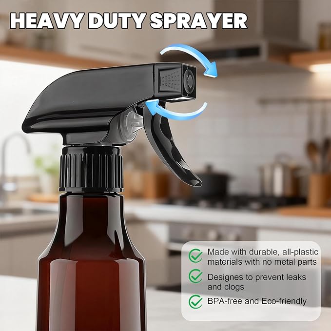 Spray Bottles 12oz/350ml Empty Spray Bottle for Hair Plastic Mist/Stream Spraying Heavy Duty Spray Bottles for Cleaning Solutions, Plants 1 Pack (Brown)