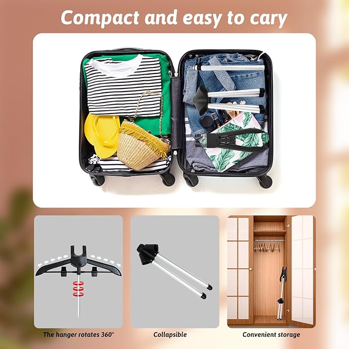 Steamer Stand for Clothes Steamer Holder for Clothes Iron stand Garment Steamer Rack 360° Rotating Foldable Hanger Holder Stand with Ironing Gloves Clothing Fuzz Remover for Home RV Travel