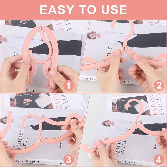 DMJJSD® 20 PCS Travel Hangers Folding Clothes Hangers Portable Plastic Clothes Coats Hangers Non-SlipTravel Hanger Portable Folding Foldable Space Saving Coat Hanger for Home,Hotel,Travel,Camping