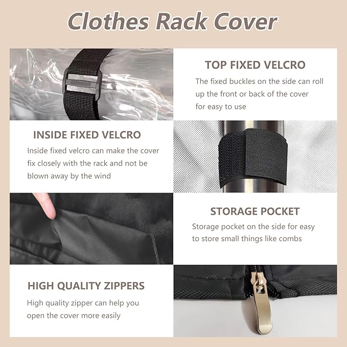 Garment Rack Cover,600D Heavy Duty Waterproof Clothing Rack Cover,Clothes Rack Cover with Zipper for Metal Garment Rack（47.2"W x 17.7"D x 80.7"H,Cover Only)