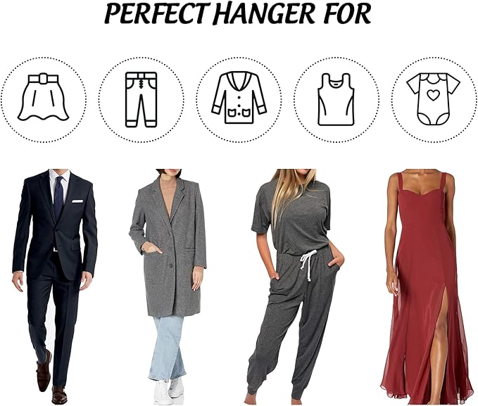 HOUSM 16Pack Wooden Skirt Hangers with Clips, Solid Wood Pants Hangers, Natural, Smooth Finish, High-Grade Selected Wood, Sturdy Metal Clips for Blouse, Dress, Coat, Jacket