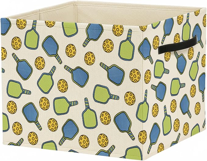 Pickleball Gifts Storage Bin Box with Handles, Gifts for Pickleball Lovers Foldable Baskets Organizer for Bedroom Bathroom Sports Room Clothes Toys Books, Toybox for Boys Girls