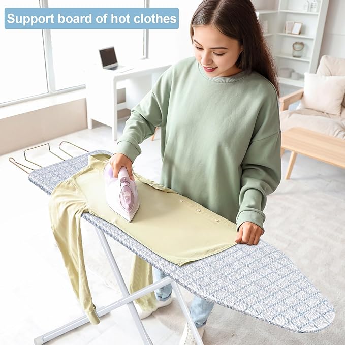 43" x 13" Ironing Board Height Adjustable Iron Board, Heavy Duty Ironing Board with Iron Rest & Heat Resistant Cover, Foldable Ironing Stand