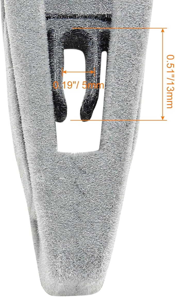 Hordion 20Pcs Grey Velvet Hangers Clips, Strong Finger Flocked Clips Felt Velvet Clip for Pants Skirt Thin Felt Hangers (Grey)