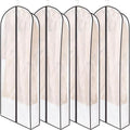 Zilink Breathable Leather Jacket Coat Storage Bags 60” Dress Bags for Gowns Long Dust Covers for Hanging Clothes with 7" Gussted Wrinkle Free for Leather Jacket Fur Coat Puffy Dress Storage, Set of 4