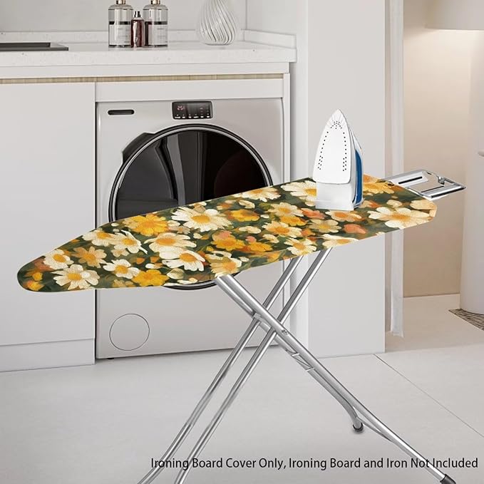 Painting Flower Ironing Board Pad and Cover Durable Thick Daisy Ironing Board Cover Standard Size Iron Pad Durable Ironing Board Protector