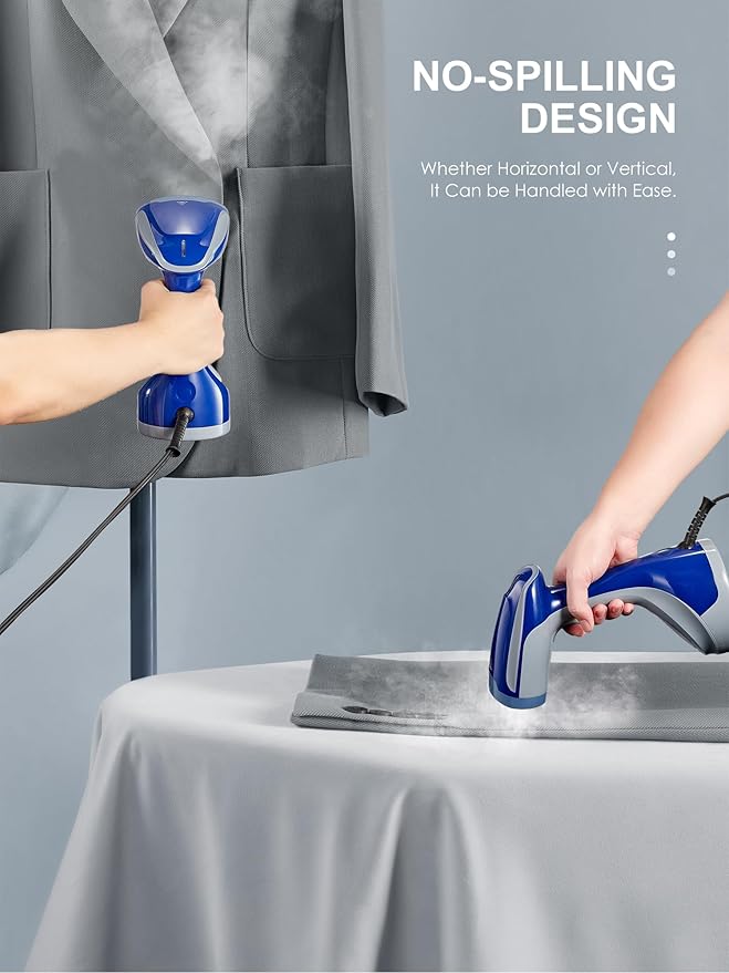 Reemix Steamer for Clothes, Folding Handheld Design Garment Wrinkles Remover, 20g/min Strong Penetrating Steam, 25-Sec Fast Heat-up, for Home, Office and Travel (Large, no Foldable, Gray)