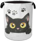 Cute Black Cat Laundry Basket Collapsible Laundry Hamper Oxford Clothes Toy Storage Bin for Bathroom Bedroom Room Decor 16 X 20.8 Inch