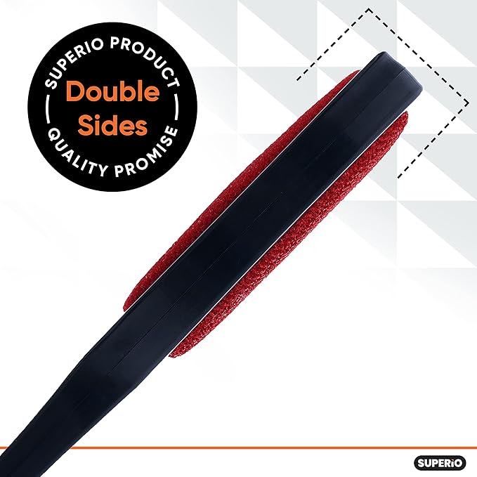Superio Suede Lint Brush Magic Remover for Clothes, Double Sided Garment Brush, Soft Bristles, Portable Trap Tool Removes Pet Hair, Dust from Carpet, Hats, Wool Suit, Suede Couch, 12