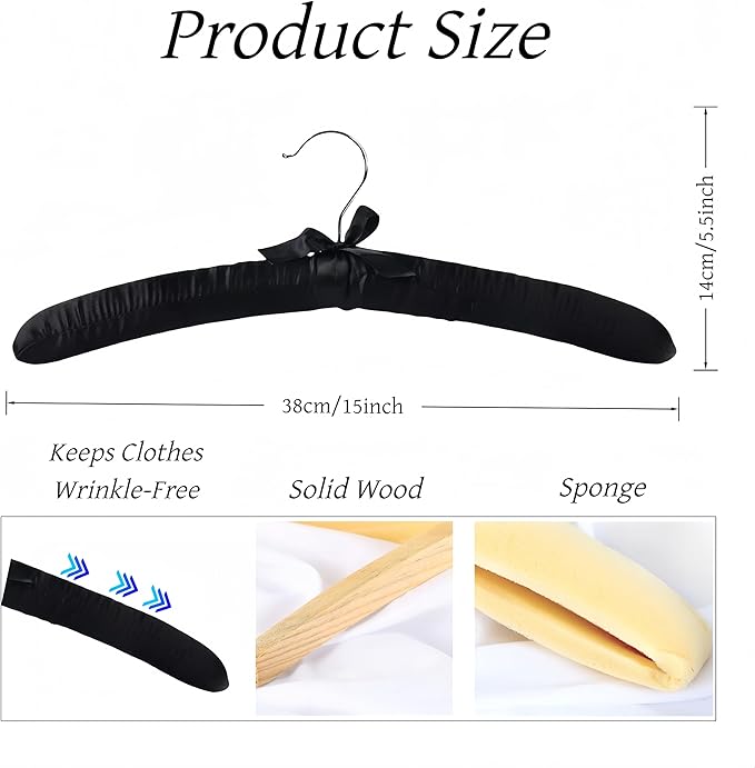Padded Hangers for Women Clothing Satin Hangers Non Slip Padded Hanger for Sweaters Padded Clothes Hanger