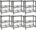 Origami 6-Pack 3-Tier Foldable Storage Shelves, Garage Shelf Rack Unit with Wheels, Pewter