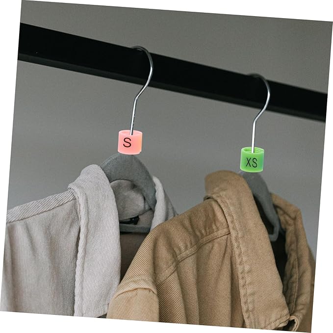 iplusmile Plastic Hanger Size Markers: 180pcs Clothes Garment Markers Assortment Kit, XXS - 4XL Color-Coding Clothing Coded Size Clips Round Small Sizes Tags for Wire Hangers