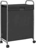STORAGE MANIAC Rolling Laundry Hamper with Lid, 85 L Laundry Sorter with Wheels, 2 Loads Dirty Clothes Hamper, Laundrys Organizer, Clothes Basket Cart with Wheels for Small Space, Black