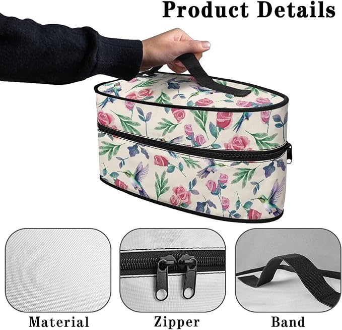 Pink Roses Iron Portable Storage Bag for Travel,Floral Fade Resistant Protective Carrying Bag Compatible with Full-Size Iron with Handle Zippered Bag,Case Only