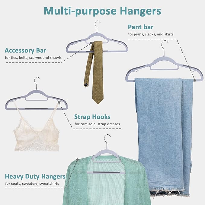 30-Pack Plastic Clothes Hangers, Space Saver, Non Slip, 360° Swivel Hook, 0.2 Inches Slim, Sturdy Heavy Duty Hangers for Coat, Durable Hangers for Suits, Light and Dark Gray