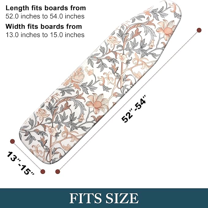 Thick Padded Ironing Board Cover and Pad – Extra Soft & Heatproof Surface – Reflective Heat Technology, Heavy-Duty Fabric – Fits Standard Sizes (15″X54″)
