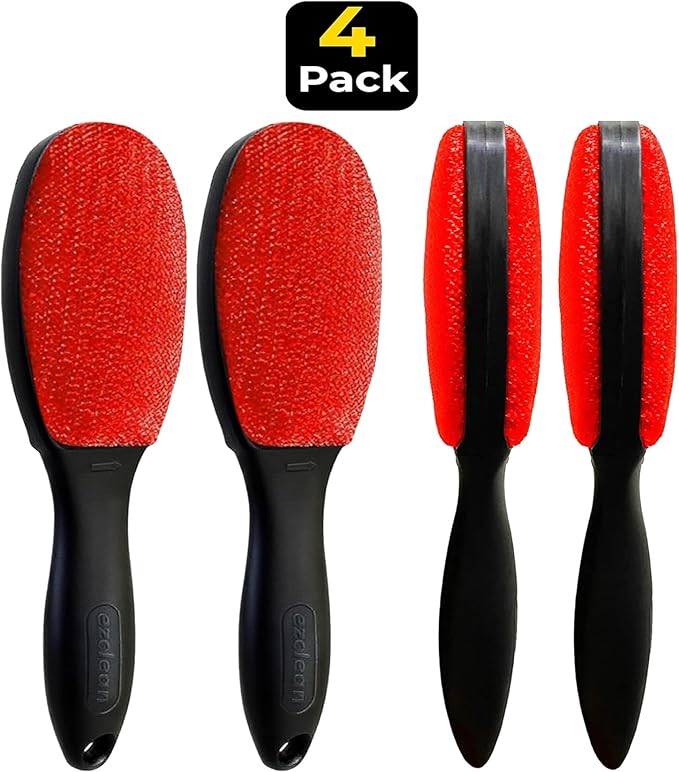 4Pack Red Color Lint Brush for Clothes Furniture Couch, Lint Brush Pet Hair Remover for Clothes Brush, Reusable Lint Brushes for Pet Hair,Velvet Brush, Pet lint Brush, Fabric Brush