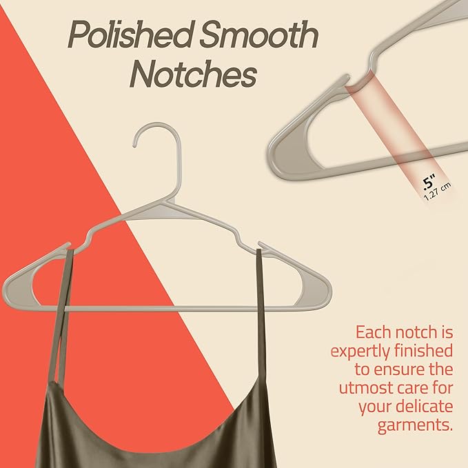 Plastic Clothes Hangers – Heavy Duty Hanger Set, for Organizing Clothes, Dresses, and Coat, Holds Up to 5 lbs, Space-Saving Hangers with Non-Slip Shoulder Grooves, Pack of 80, Ivory