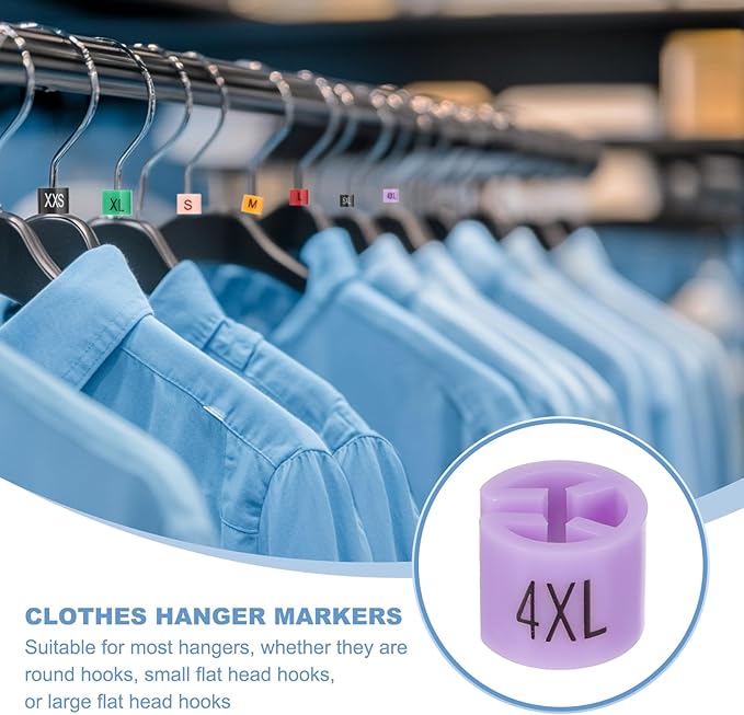 PATIKIL 100 Pcs Clothes Hanger Markers, 4XL Size Tags Fit 3mm Rod Garment Size Hanger Clips Color Coding Label for Clothing Hangers, Purple