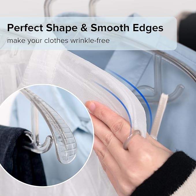 Donext Clear Plastic Hangers, 16" Heavy Duty Clothes Hangers, Durable Closet Hanger for Shirt, Coat and Dress(15 Pack)