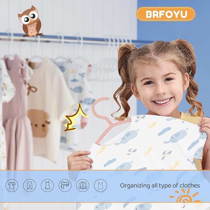 Baby Hangers 100 Pack Non-Slip Kids Plastic Hangers for Closet, Space Saving Toddler Hanger for Infant Clothing, Childrens Hanger Pink