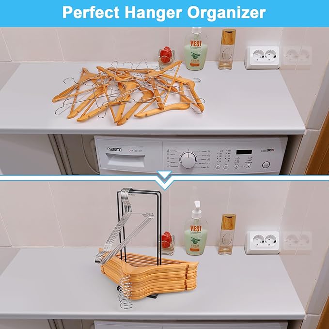 Hanger Organizer 4Pack Clothes Hanger Holder Organizer for Closet Laundry Room Coat Hanger Stacker for Wire Hangers Rack Stand Caddy for Adult Kids Velvet Pants Hangers Storage