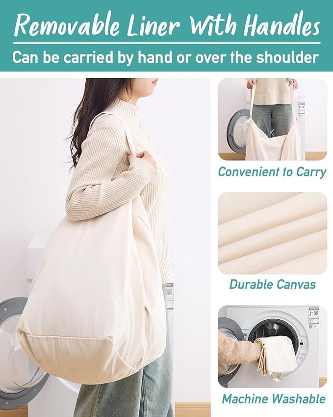 Laundry Hamper with Wheels - 2 Section Laundry Basket 120L, Removable Washable Bags, Height-Fitted Rolling Laundry Cart for Laundry Room & Bedroom
