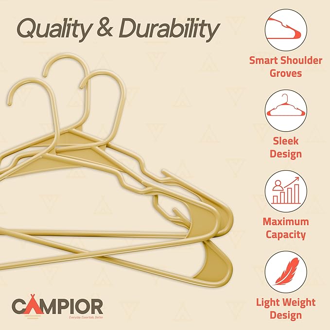 Plastic Clothes Hangers – Heavy Duty Hanger Set, for Organizing Clothes, Dresses, and Coat, Holds Up to 5 lbs, Space-Saving Hangers with Non-Slip Shoulder Grooves, Pack of 80, Yellow