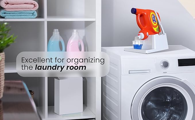 Skywin Efficient Liquid Detergent Holder and Organizer -1 Pack Soap Cup Storage Tray - Drip Tray - Laundry Detergent Dispenser Pedestal (White, 1)
