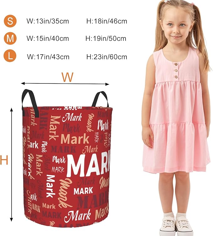 Custom Name Laundry Basket, Personalized Collapsible Laundry Hamper with Name for Bathroom Bedrooms, Customized Dirty Clothes Hamper Storage Basket Gifts for Kids Boys Girls Baby Men Women