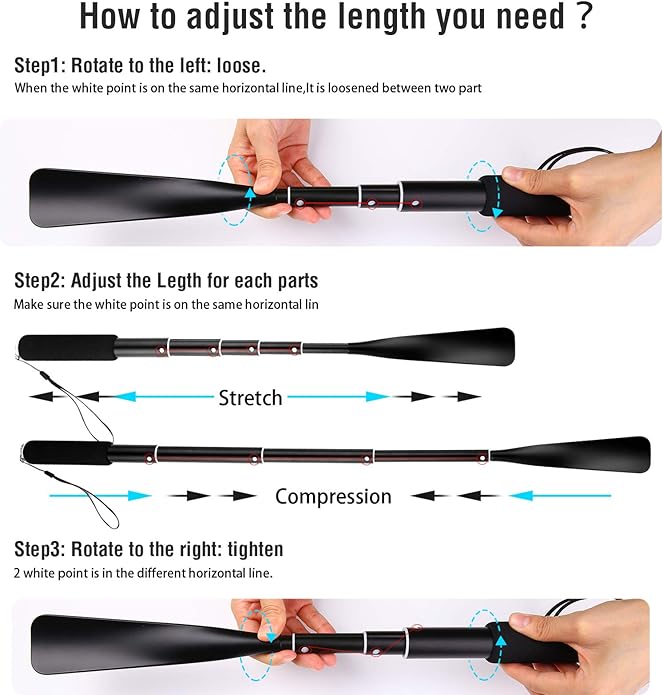 JJDPARTS Shoe Horn Long Handle,14.5"-37" Retractable Shoe Horn,Aluminum Shoe Horn For Men Women Kids Seniors