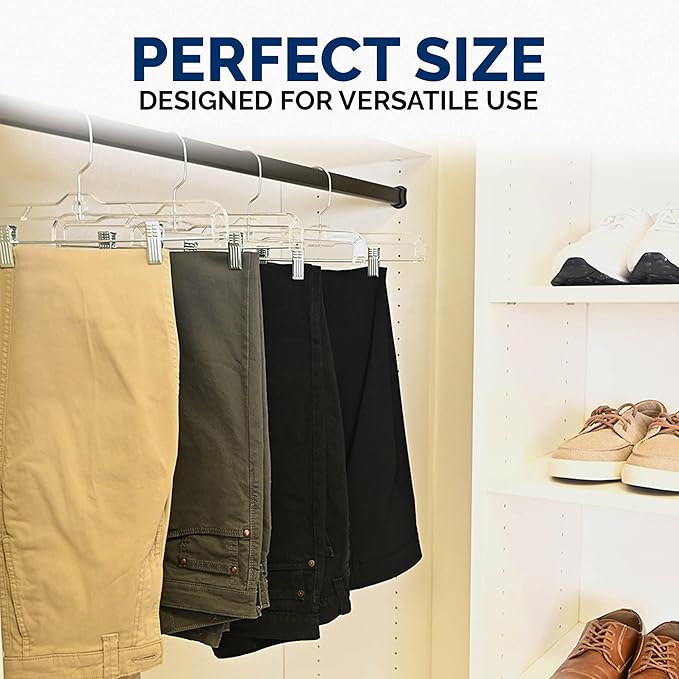 24 Pack Crystal Clear Skirt Slack Hanger, for Everyday Skirts, Pants, Shorts, More