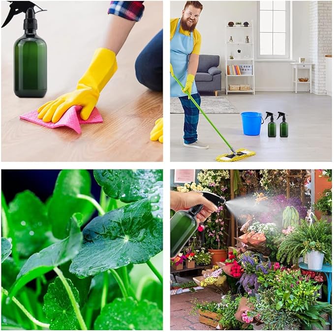 Plastic Spray Bottles 17OZ Empty Spray Bottle 2PCS Refillable Water Squirt Bottles Leakproof Water Spray Bottles for Cleaning Solution Alcohol Gardening Plants and Hairdressing