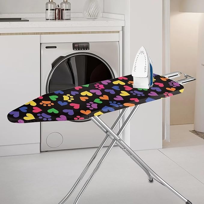 SEANATIVE Cute Dog Paw Heart Print Ironing Board Cover and Pad Stylish Ironing Board Protector Resist Scorching Cover for Standard Iron Board