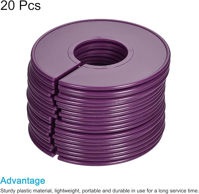 PATIKIL Clothes Dividers 20 Pack Blank Clothing Rack Size Sorting Reusable Wardrobe Round Hanger Separator, Purple