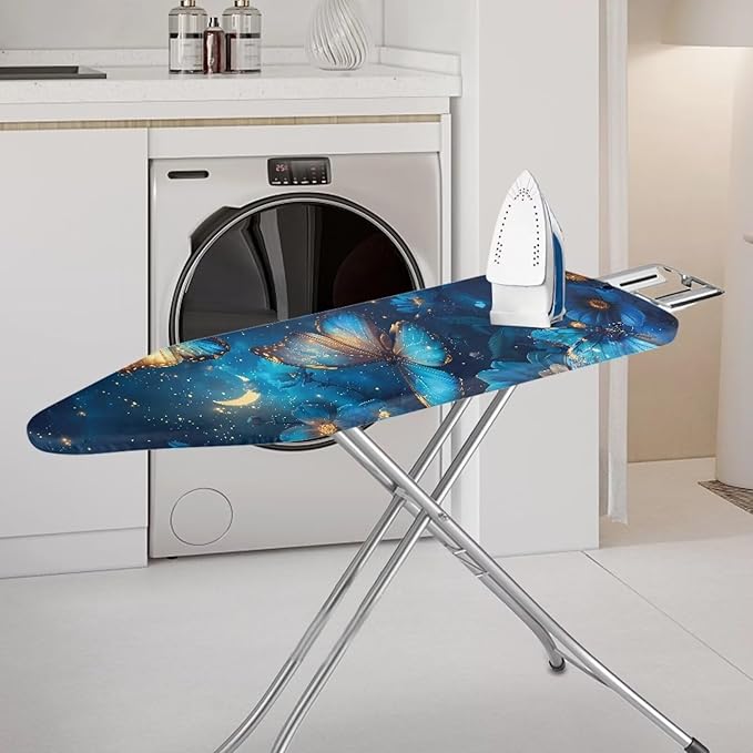 Blue Butterfly Ironing Board Cover, Resist Scorching and Staining, 15x54 Heavy Duty Iron Pad Covers Standard Boards with Elastic Edges