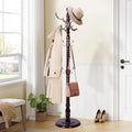 Wooden coat rack stand, Heavy duty coat racks tree freestanding with 14 Hooks and Sturdy Round Base, Coat tree for jacket, Hats, Bags, Purses, clothes (Round base-Metal Phoenix Groove)