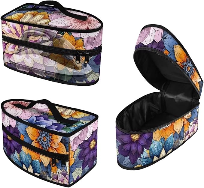 Floral Iron Portable Storage Bag Fits for Home Outdoor Reusable Colorful Clothes Iron Storage Case with Zipper Closure