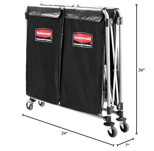 Rubbermaid Commercial Products Collapsible X Cart, Black Multistream, Steel Industrial Laundry/Trash Cart with Wheels for Hotels/Hospitals/Nursing Homes/Offices