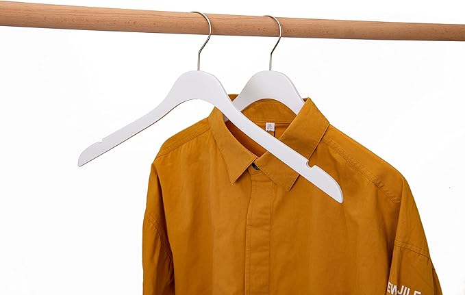 Luxury Ultra Thin 20 Space Saving Wooden Clothes Hanger, 360 Degree Rotating Hook, Best for Shirts, Blouses, Pant, Dress, Hangers White (White - Shirt/Blouse, 20)