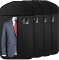 Premium Oxford Fabric Garment Bag Hanging Clothes Travel Suit Bag with Clear Window for Suits, Coats, T-Shirts, Jackets. (Black, 40-inch-4 packs)