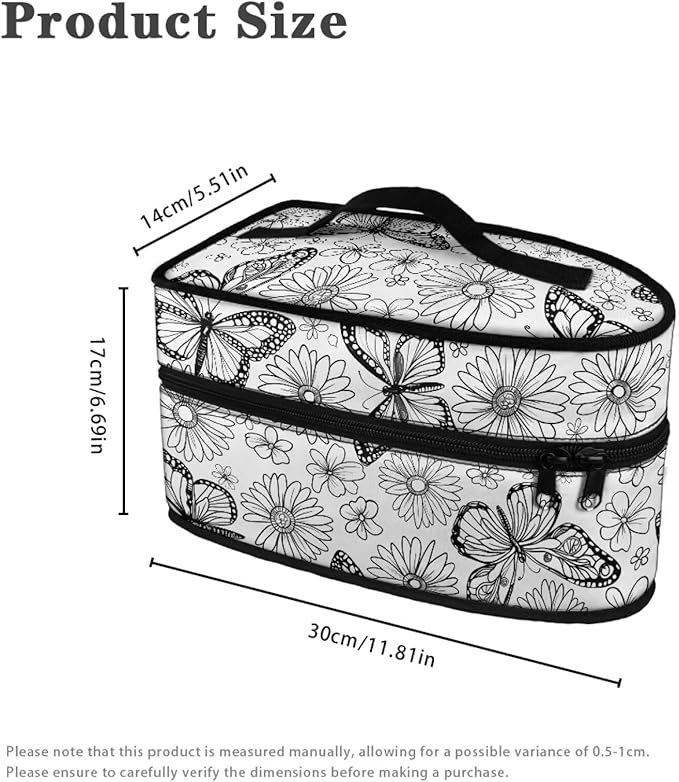 Butterfly Daisy Print Steam Iron Case Travel Iron Organizer Handheld Steamer Holder with Handle Waterproof Travel Accessories, Case Only