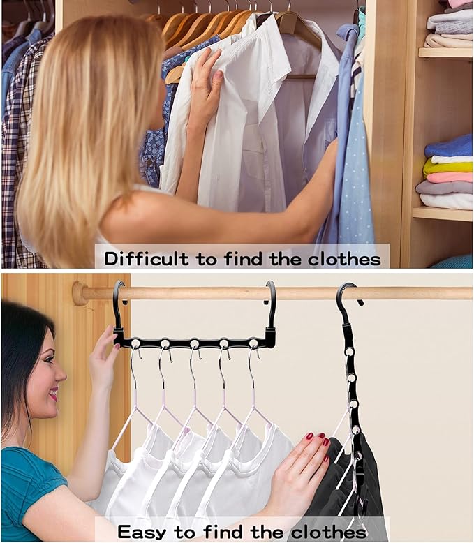 12 Pack College Dorm Room Essentials for Girls Guys, Closet Organizers and Storage, Stronger Space Saving Hangers Clothes Hanger with 5 Holes Closet Storage for Heavy Clothes,Magic Home Organization